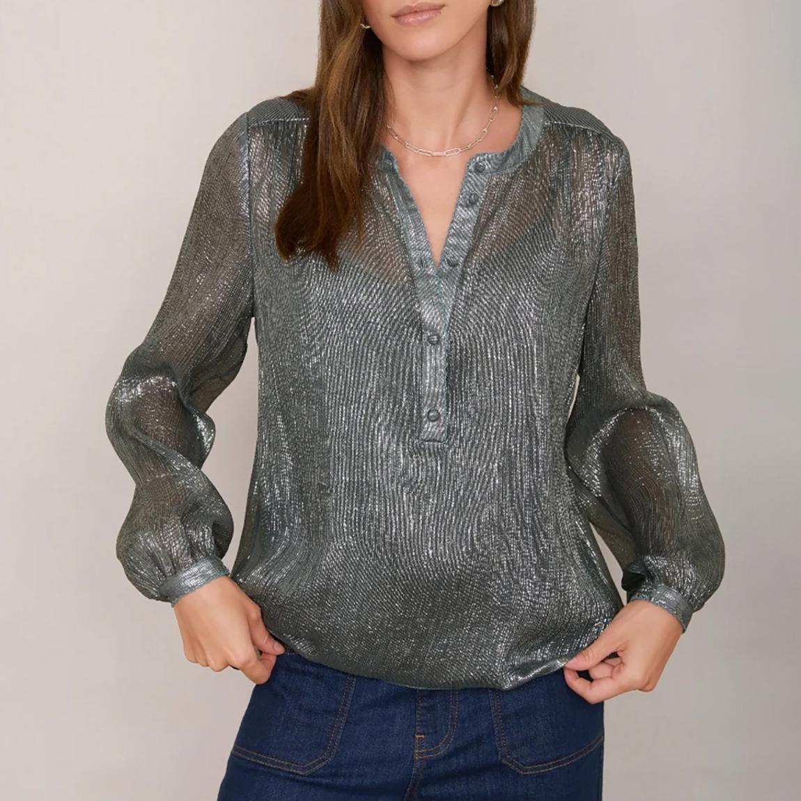 Blue Shimmer Pia Silk Blend Blouse main product photo