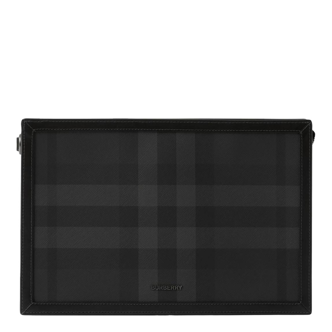Black Charcoal Frame Pouch Burberry Clutch Bag main product photo