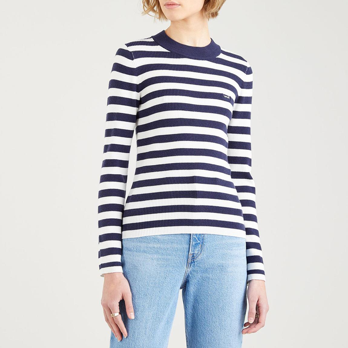 Navy/White Rib Crew Jumper main product photo