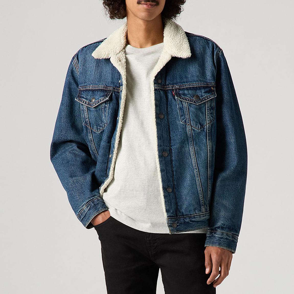 Dark Blue Sherpa Trucker Jacket main product photo