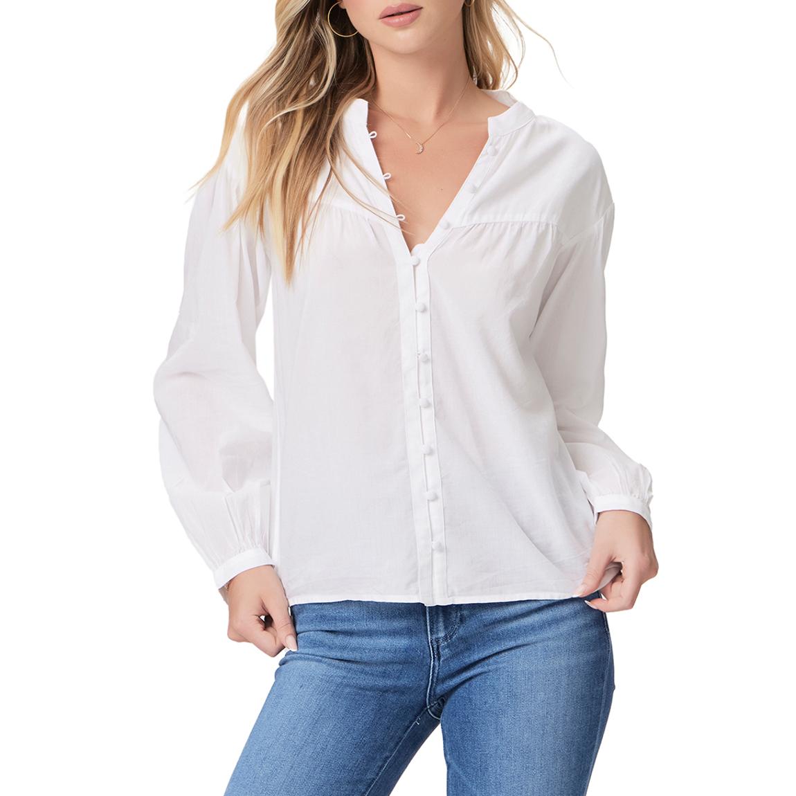 White Marline Button Cotton Blend Shirt main product photo