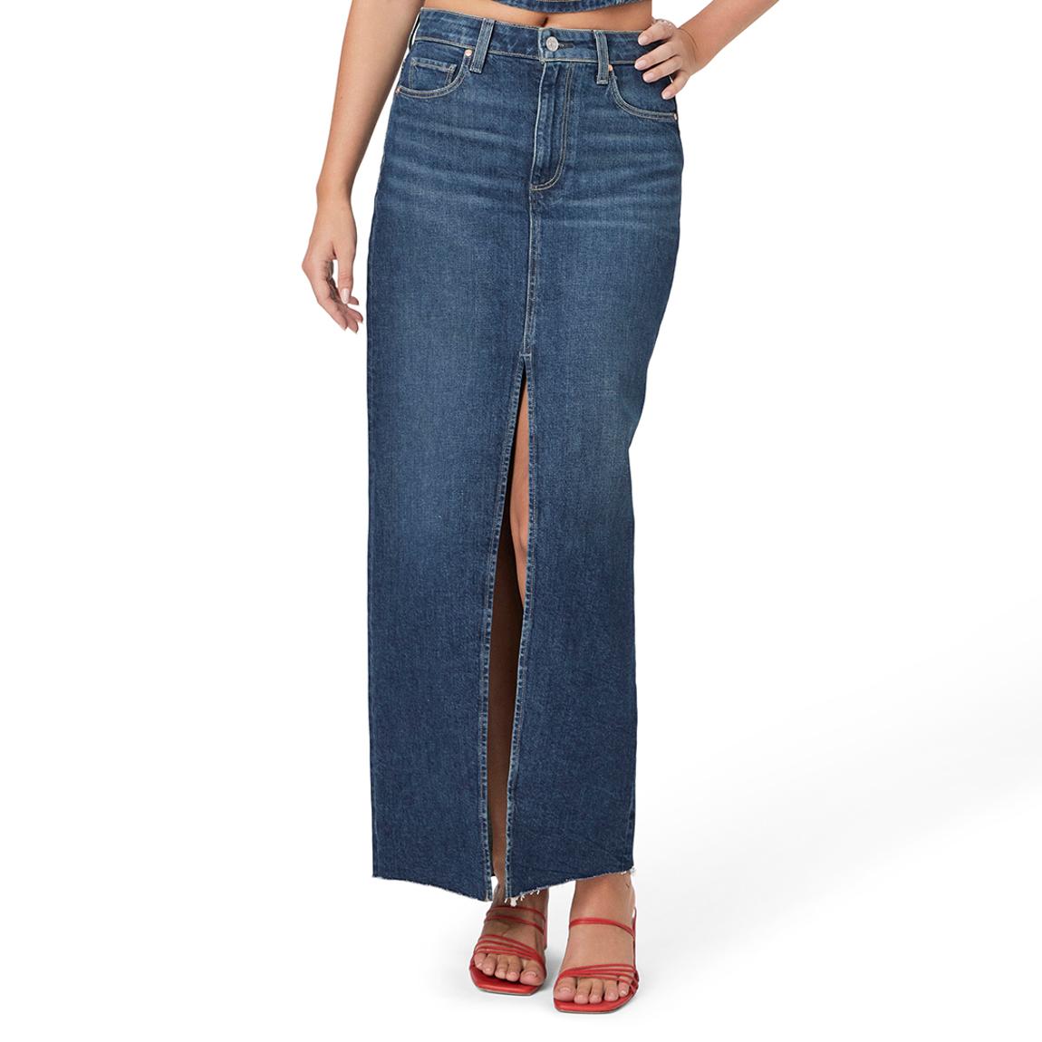 Dark Blue Angela Cotton Blend Maxi Skirt main product photo