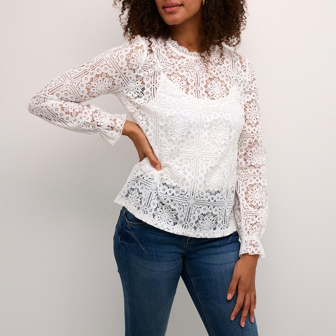 Lace White Cotton Blend Tiley Lace Blouse main product photo