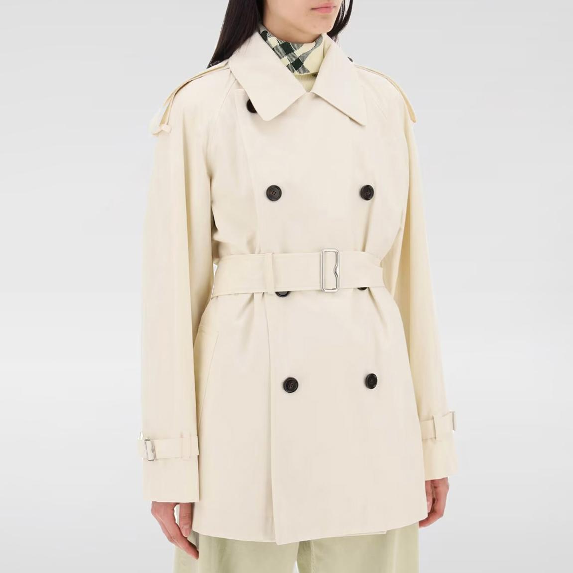 Cream Short Belted Trench Coat main product photo