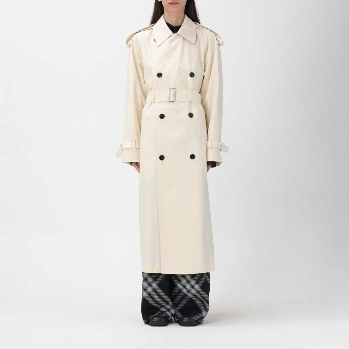White Long Gabardine Trench Coat main product photo