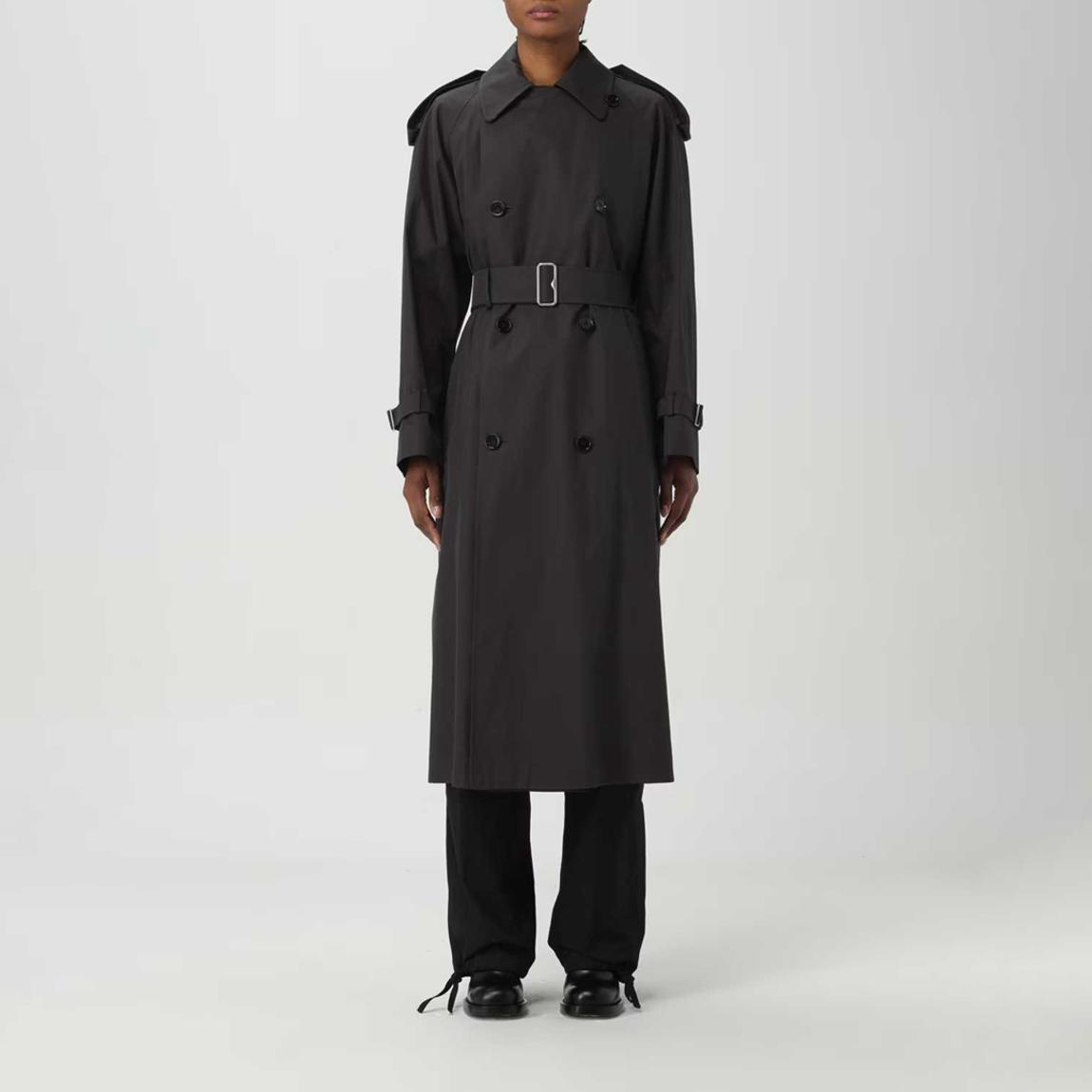 Black Long Gabardine Trench Coat main product photo