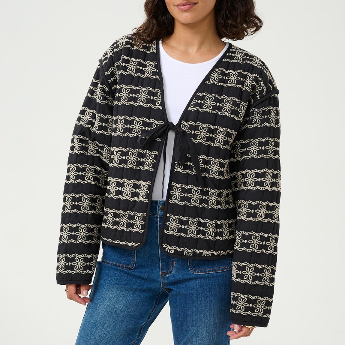 Embroidered Black Ronia Cotton Jacket main product photo