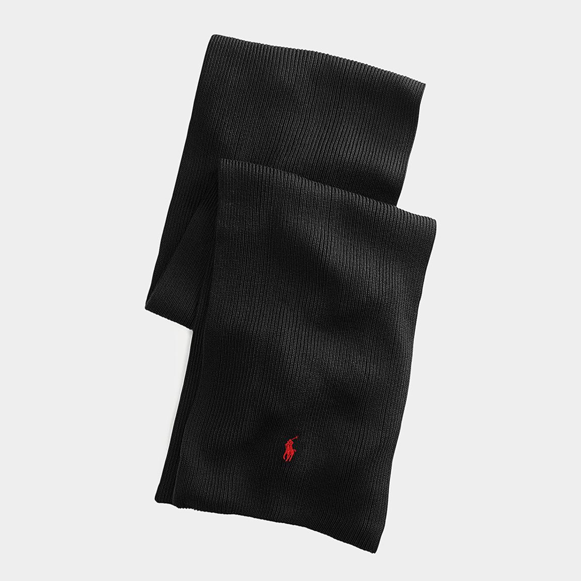 Black Ribbed Wool Logo Scarf main product photo