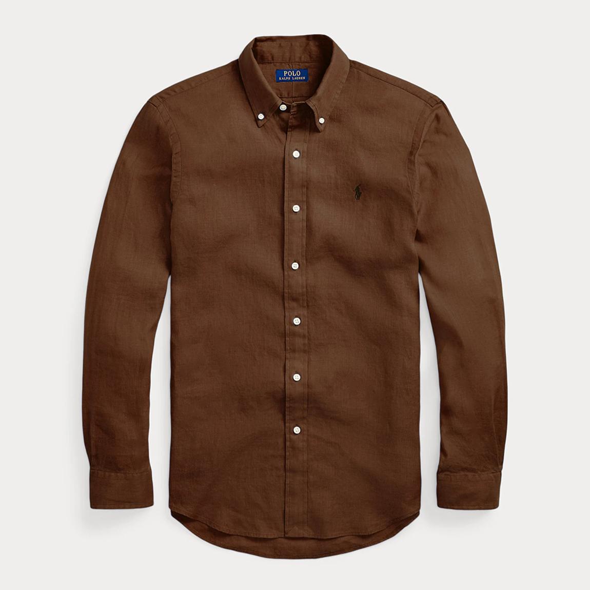 Brown Linen Slim Fit Shirt main product photo