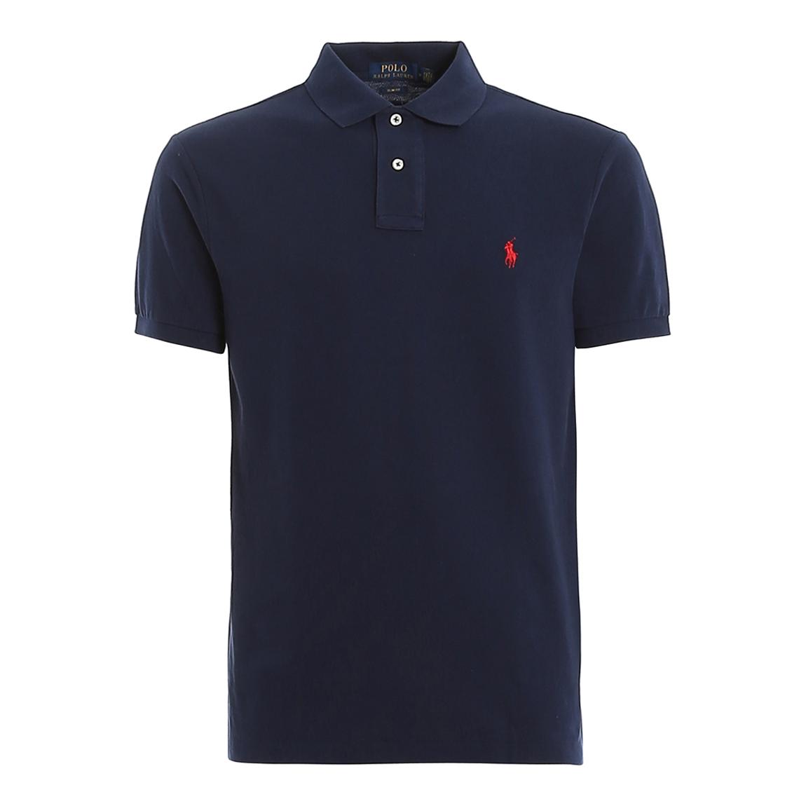 Navy Pique Slim Fit Polo Shirt main product photo