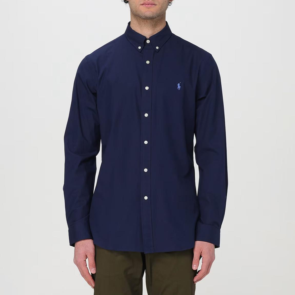 Navy Slim Fit Stretch Poplin Shirt main product photo