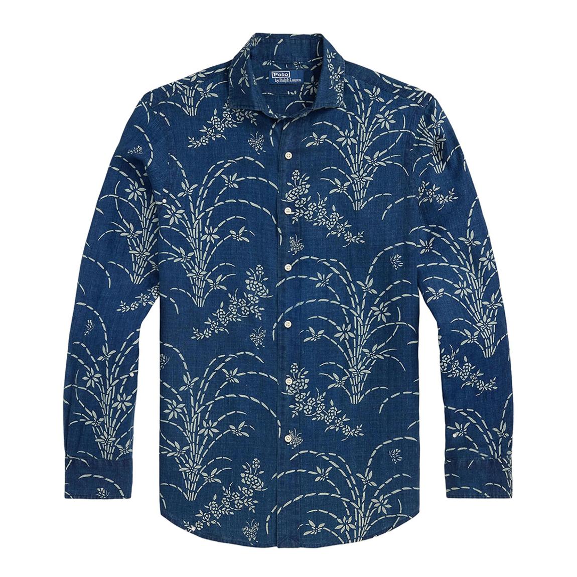 Navy Printed Linen Shirt main product photo