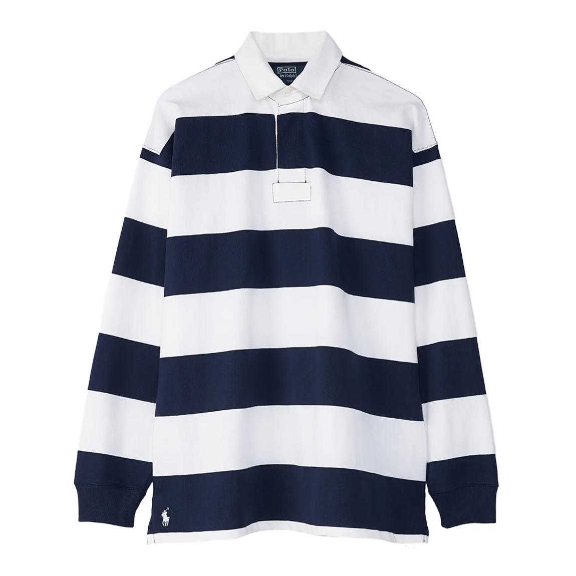 Navy Striped Relaxed Cotton Rugby Shirt main product photo