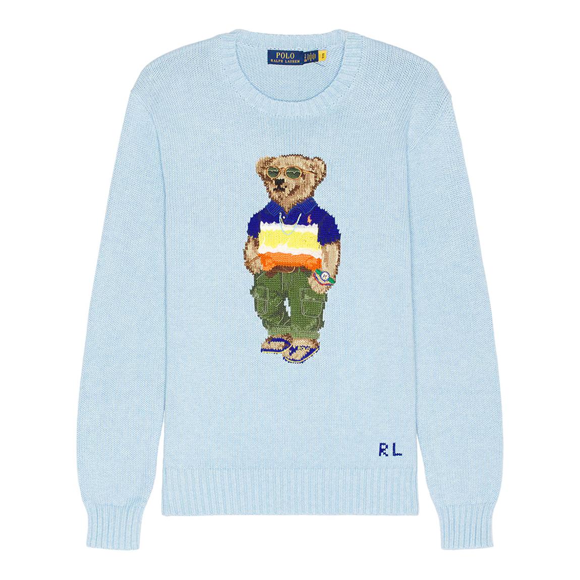Polo Ralph Lauren Light Blue Bear Cotton Knit Jumper - BrandAlley