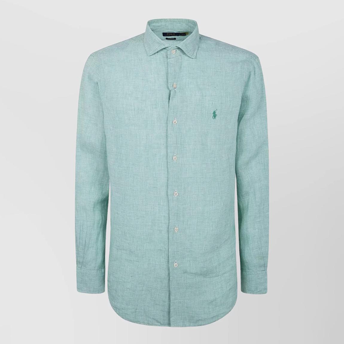 Sage Micro Check Linen Shirt main product photo