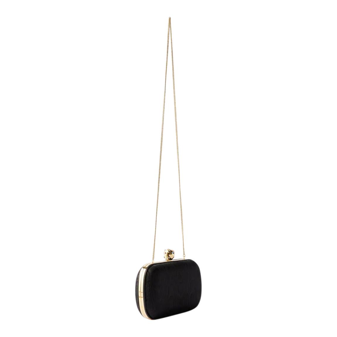 Black Strawberry-Clasp Moiré Clutch Bag main product photo