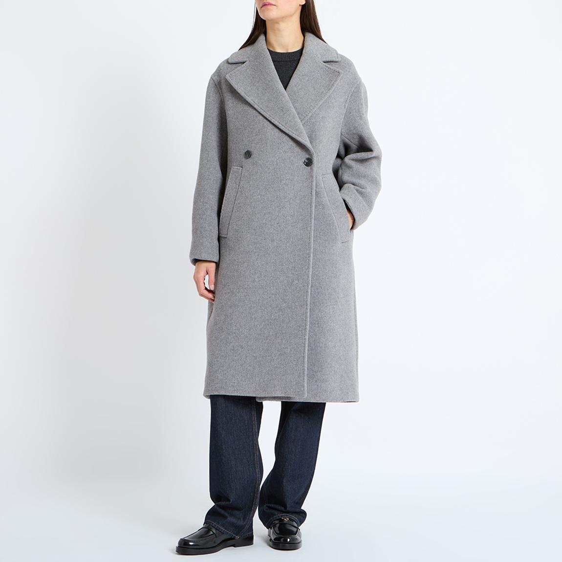 Dark Grey Striata Wool Blend Coat main product photo