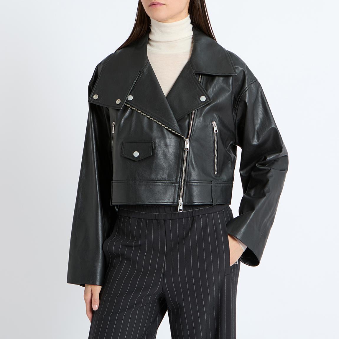 COS Black Blair Leather Biker Jacket - BrandAlley