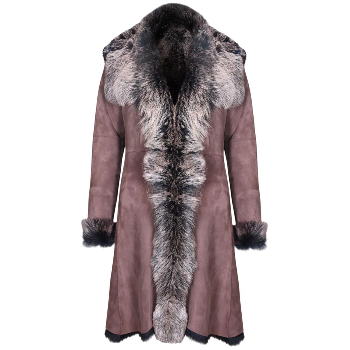 Womens Suede Toscana Sheepskin Trench Coat-Rochester main product photo