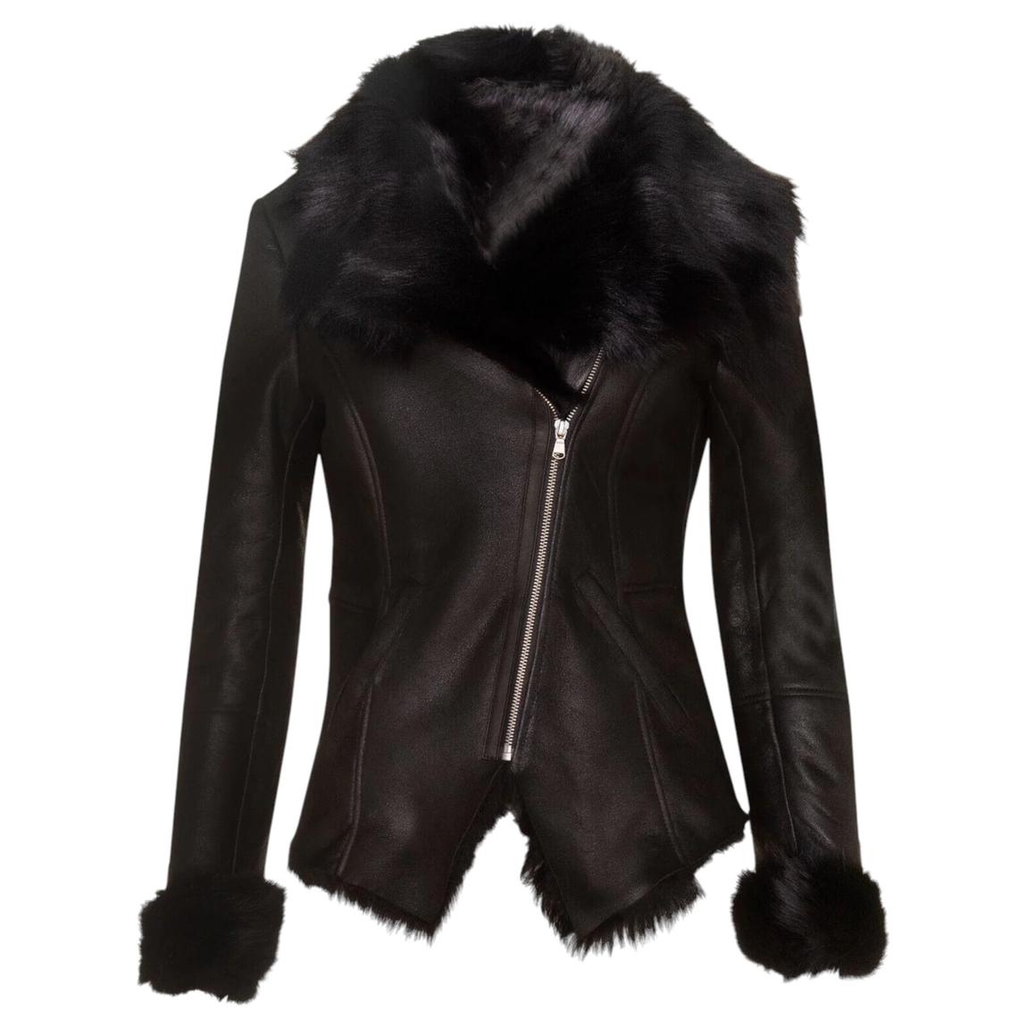 Womens Black Toscana Sheepskin Leather Jacket-Redcar main product photo