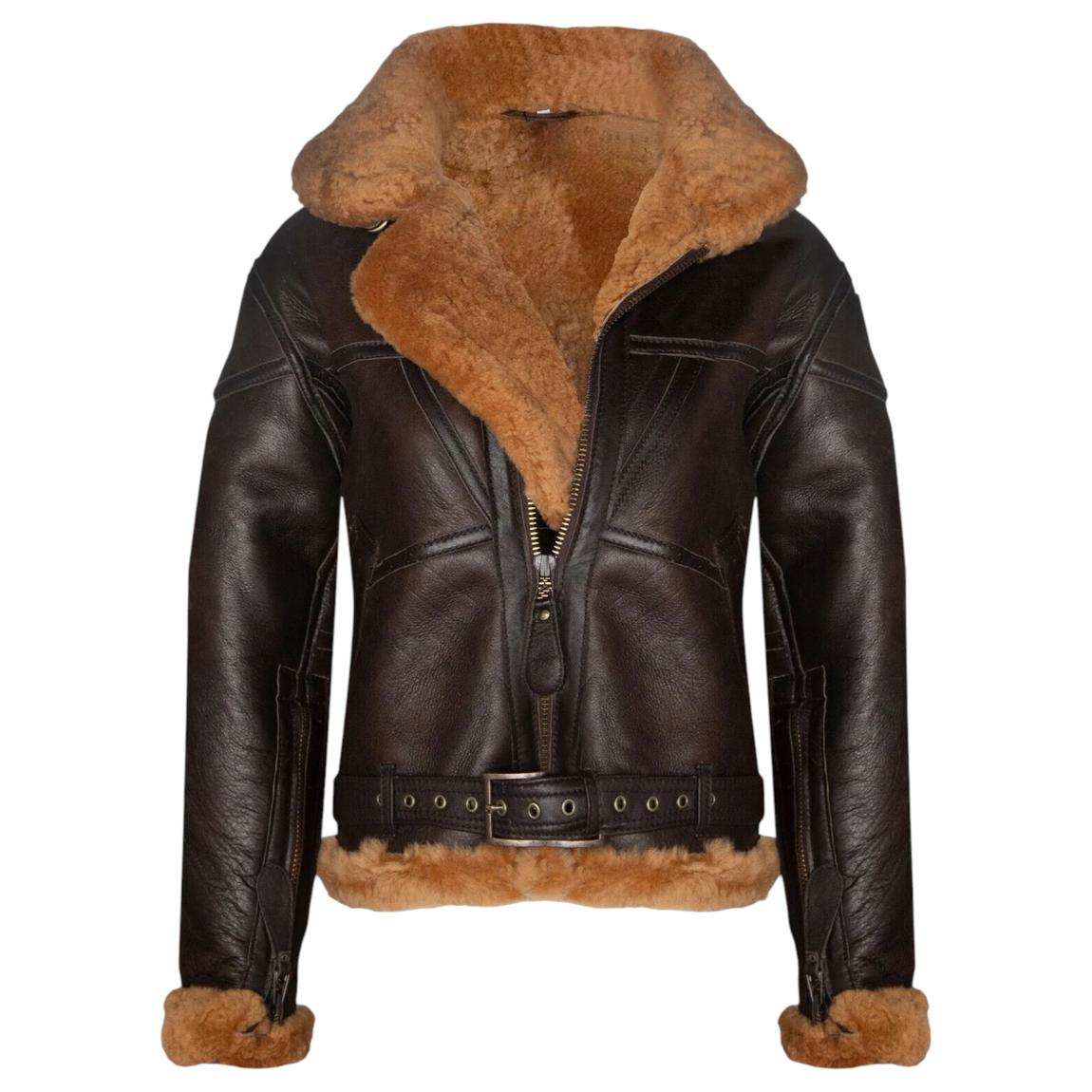Womens Browm RAF Sheepskin Flying Jacket-Reading main product photo