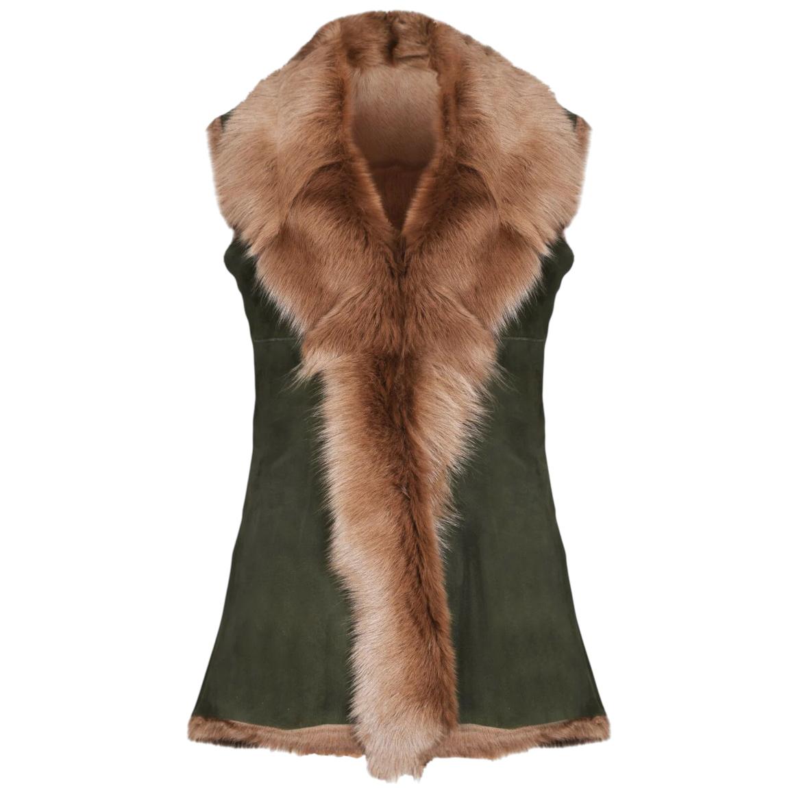 Womens Warmer Toscana Sheepskin Long Gilet-Seaford main product photo