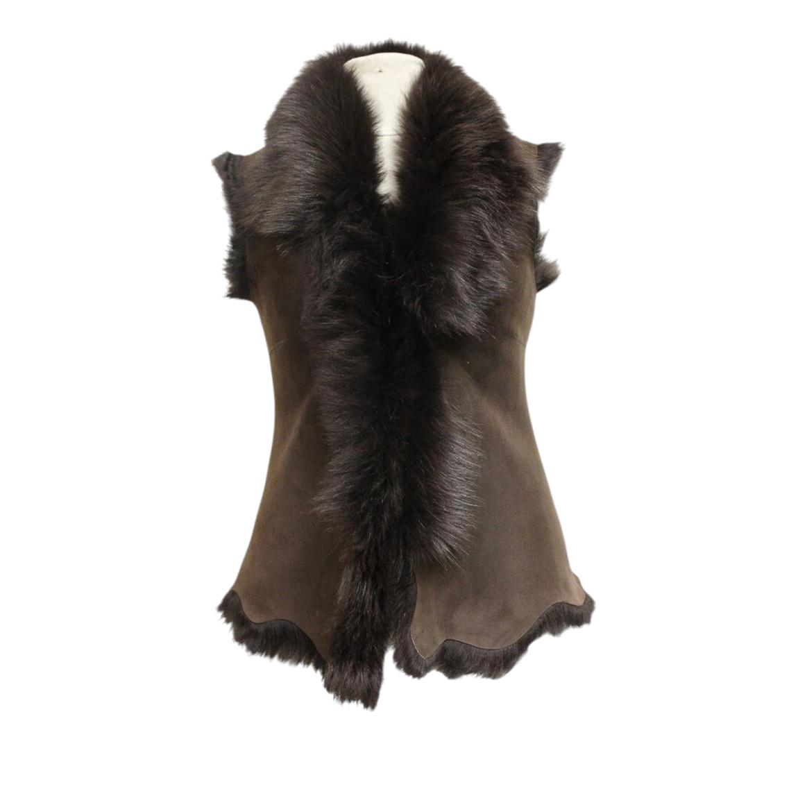 Womens Brown Warmer Toscana Sheepskin Short Gilet-Seaham main product photo