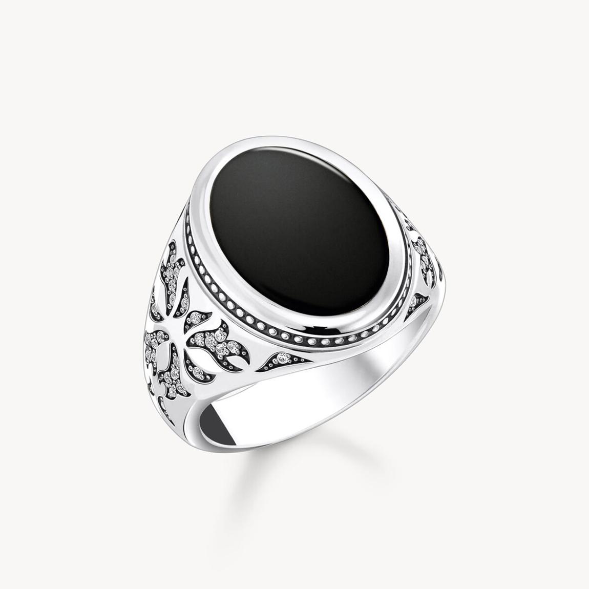 Silver & Black Onyx Rebel At Heart Signet Ring main product photo