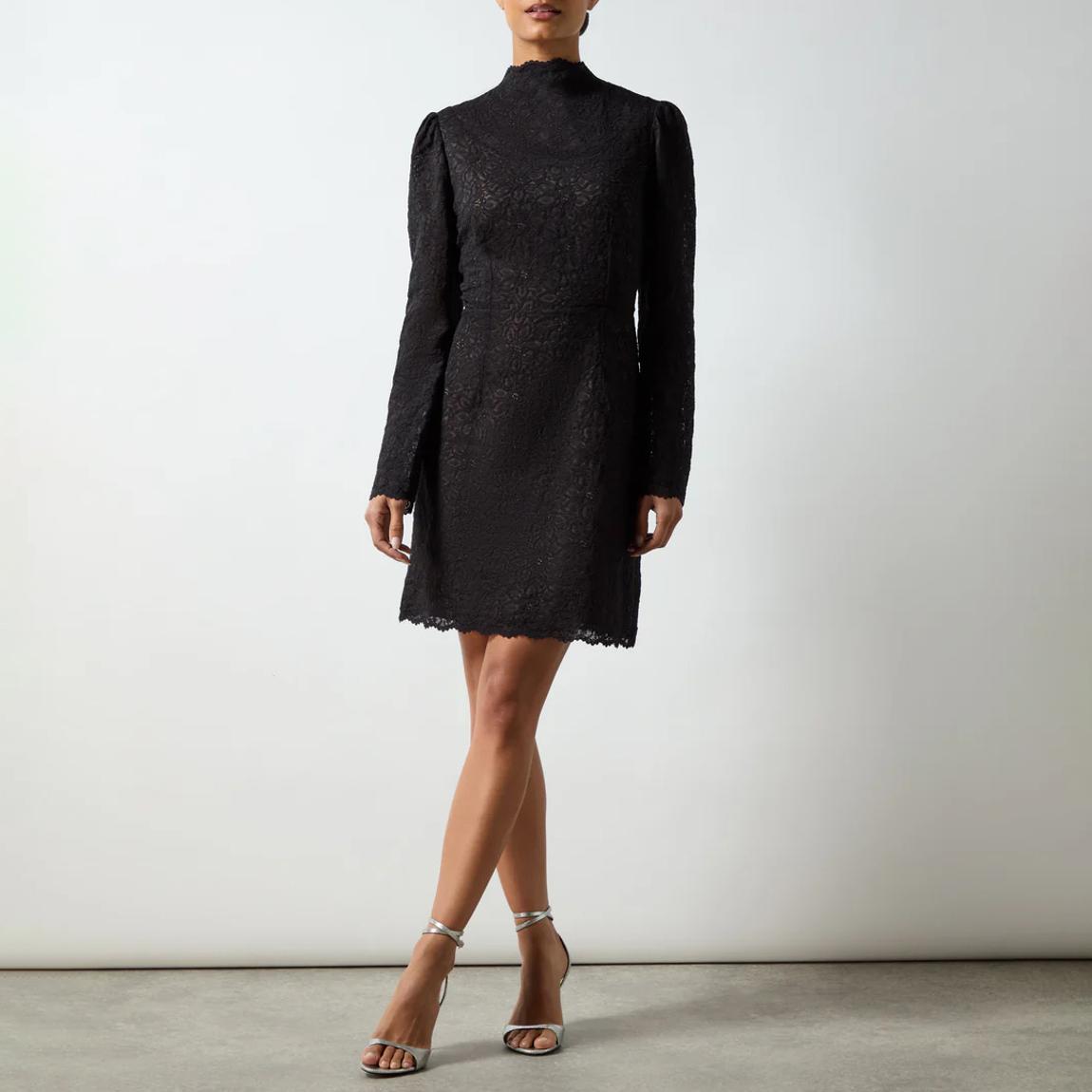 Black Lace Scallop Hem Dress main product photo