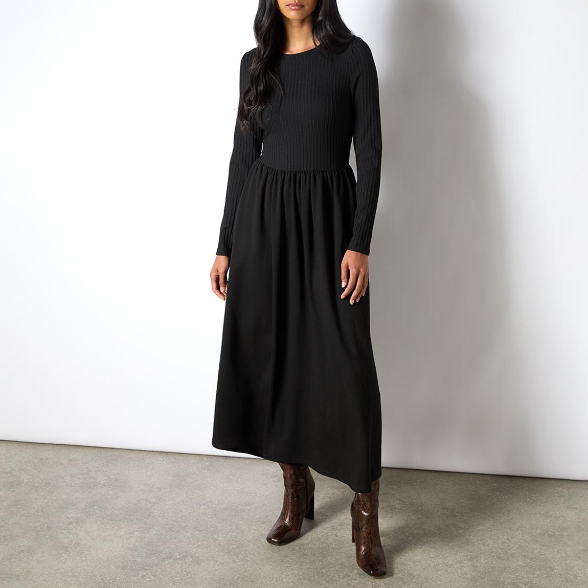 Black Rib Top Ponte Skirt Dress main product photo