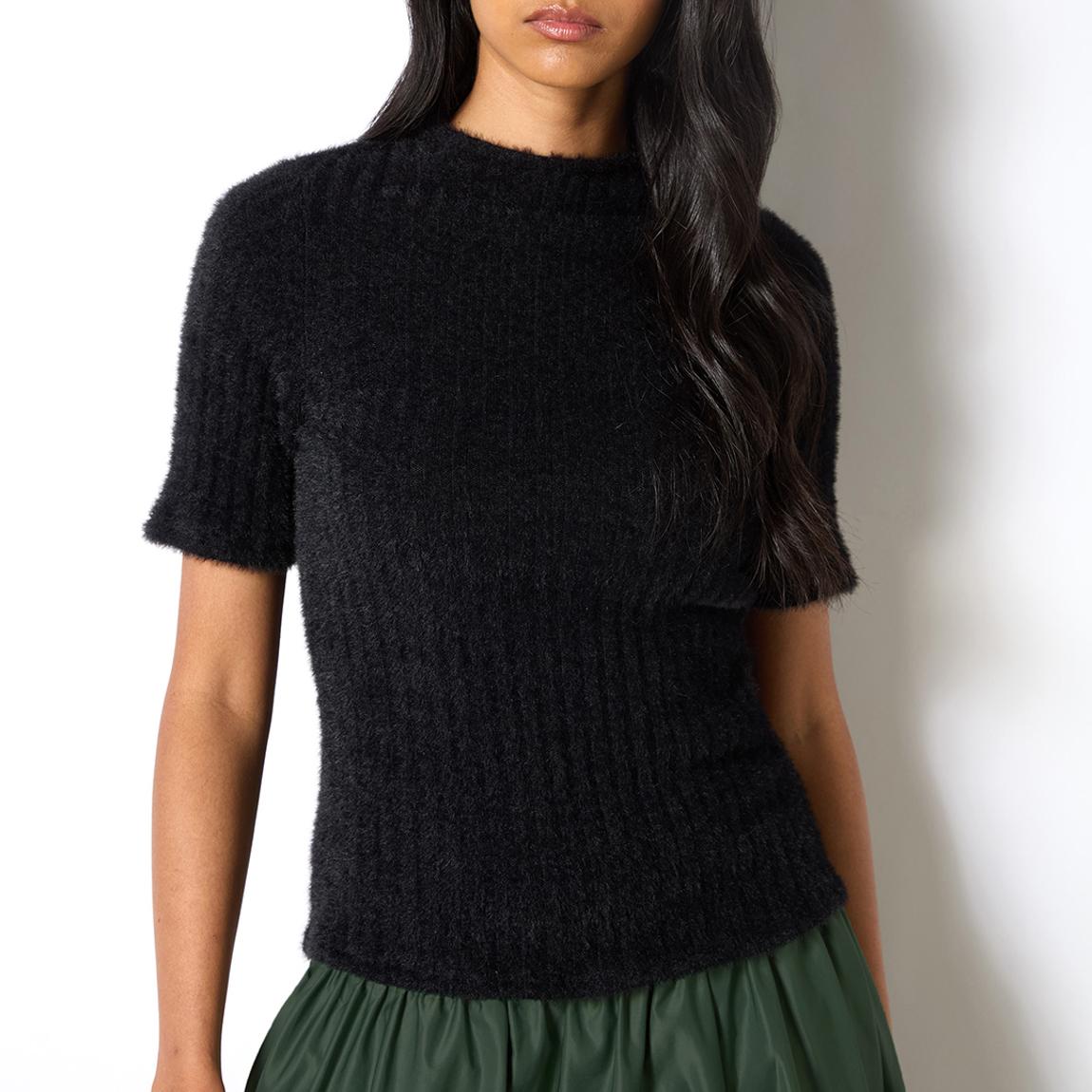 Black Fluffy Rib Top main product photo