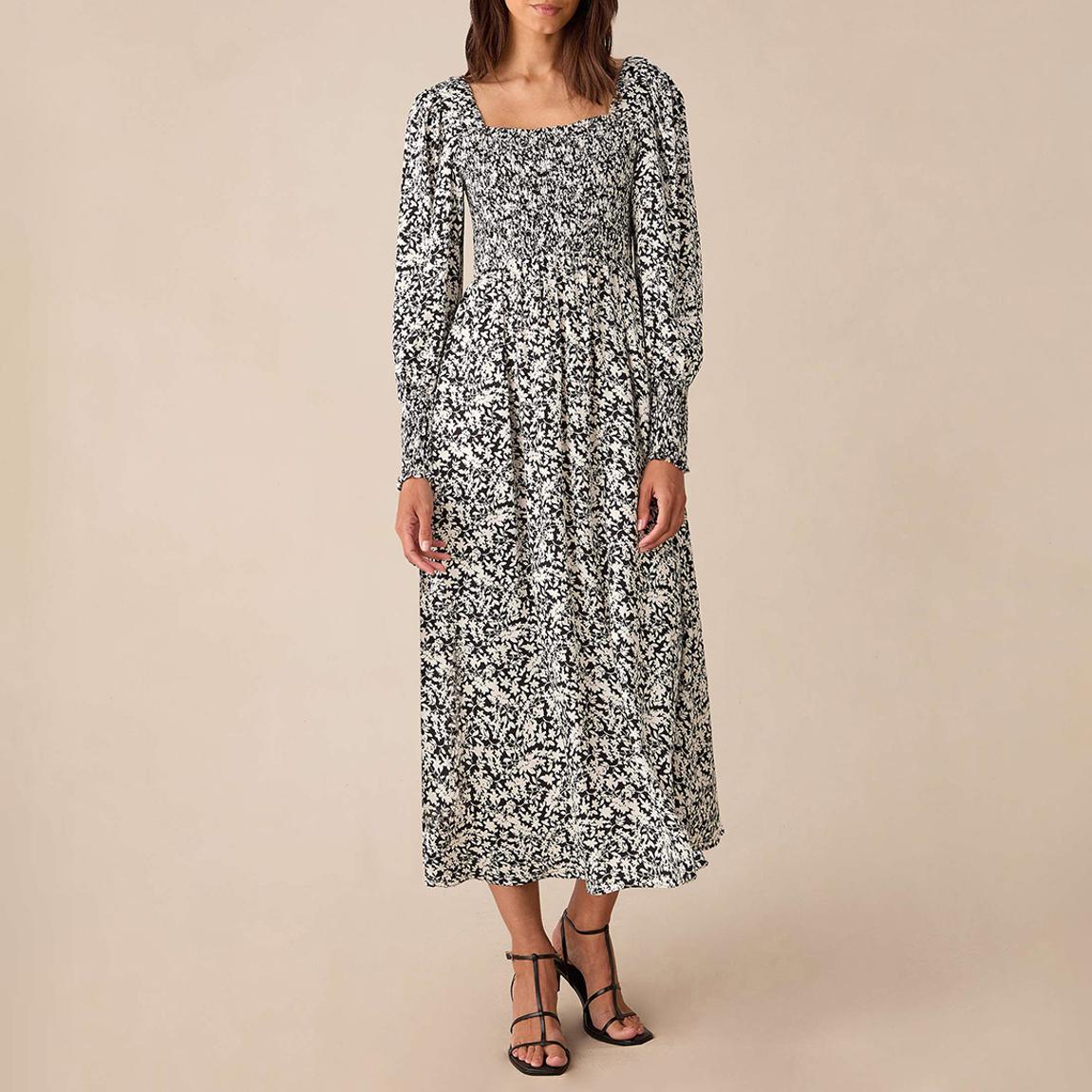 Mono Floral Print Shirred Midaxi Dress main product photo
