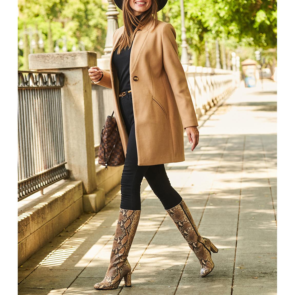 Camel Faux Wool Notch Neck Coat main product photo