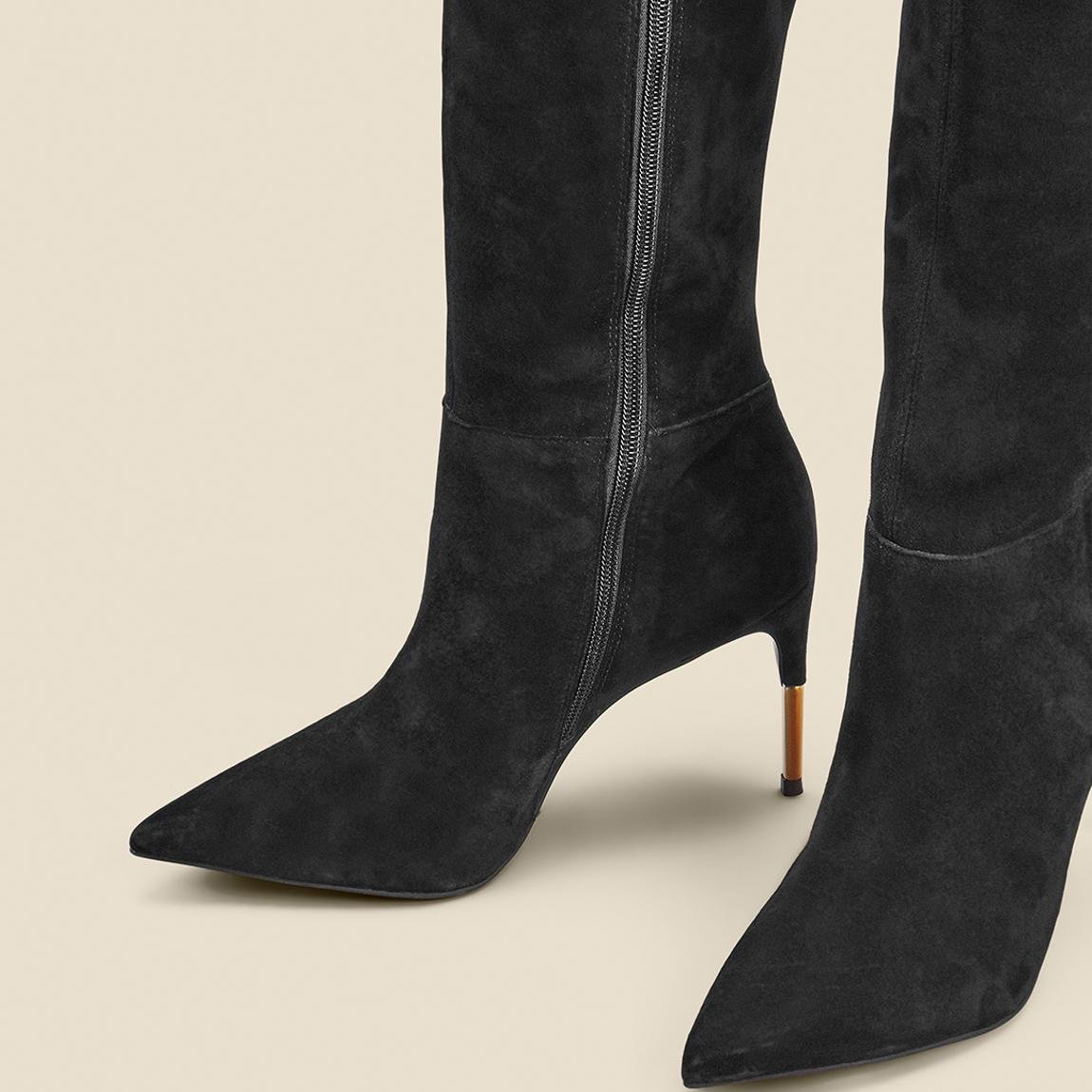 Black Suede Knee High Boot main product photo