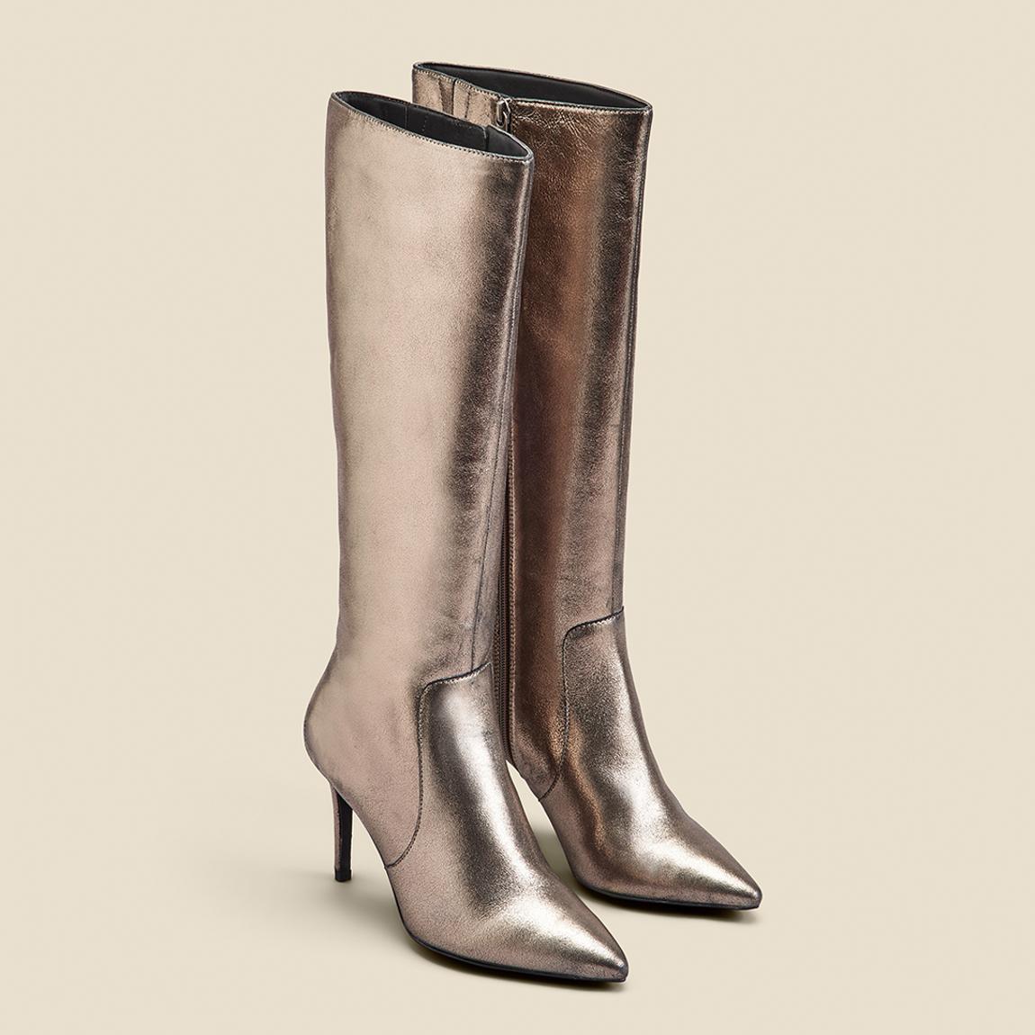 Pewter Leather Knee High Boots main product photo