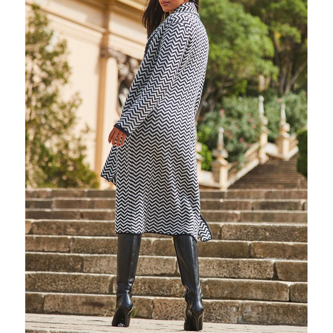 Black White Herringbone Longline Cardigan main product photo