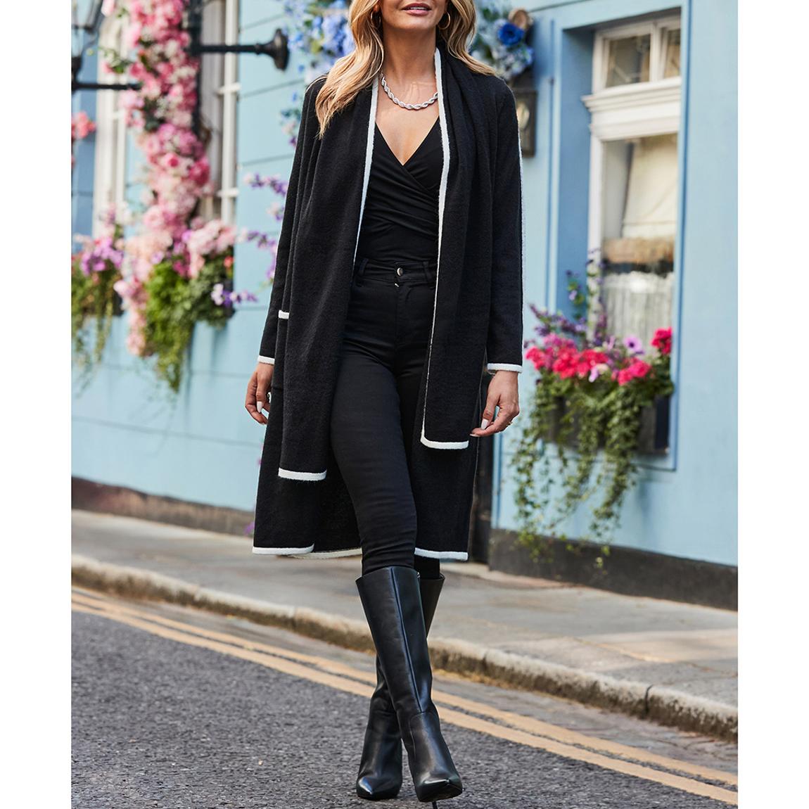 Black Contrast Trim Cardigan main product photo