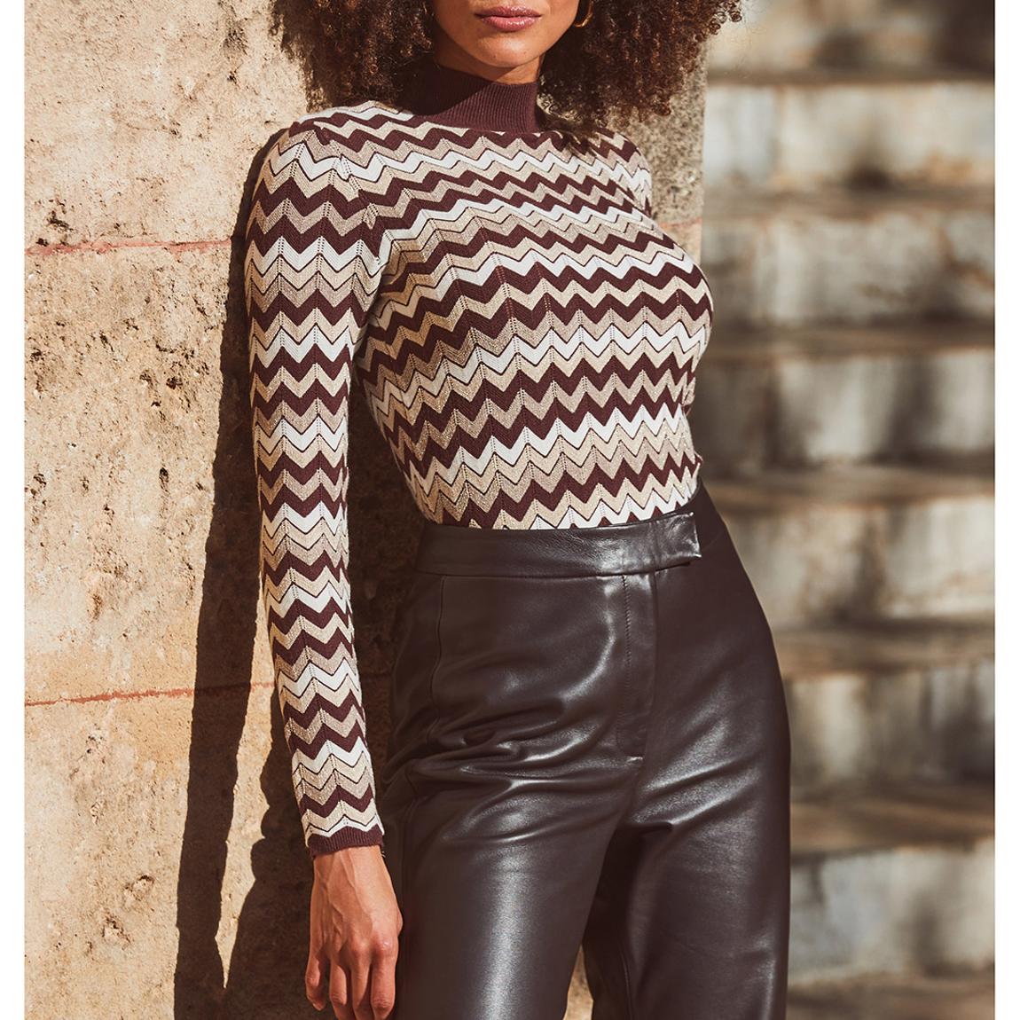 Chocolate Chevron High Neck Jumper main product photo
