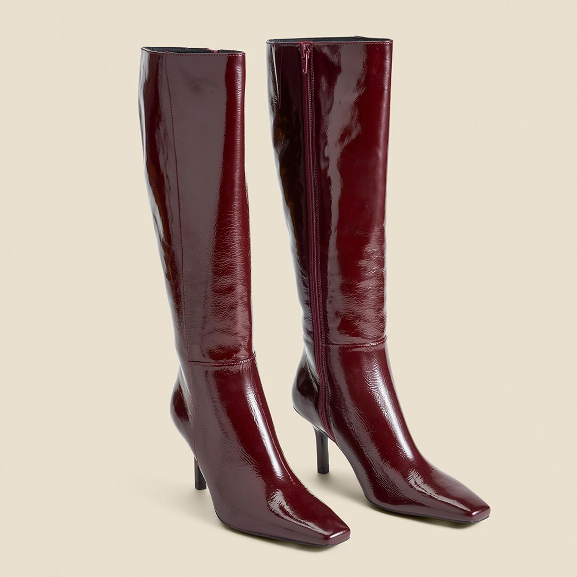 Burgundy Leather Knee High Boots main product photo