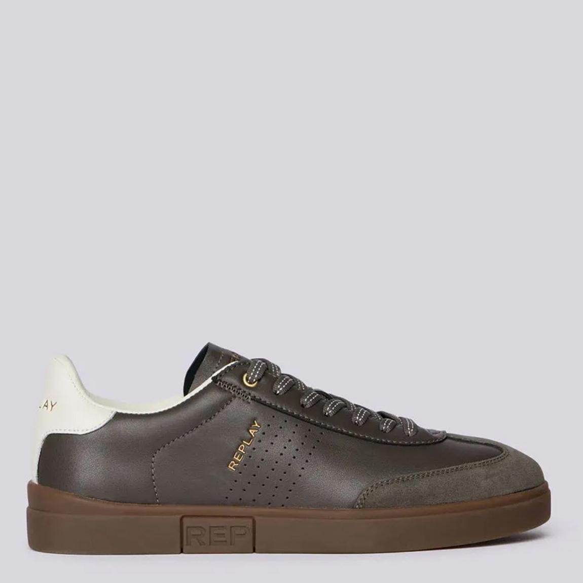 Replay Brown Polys M Scent Leather Trainers - BrandAlley