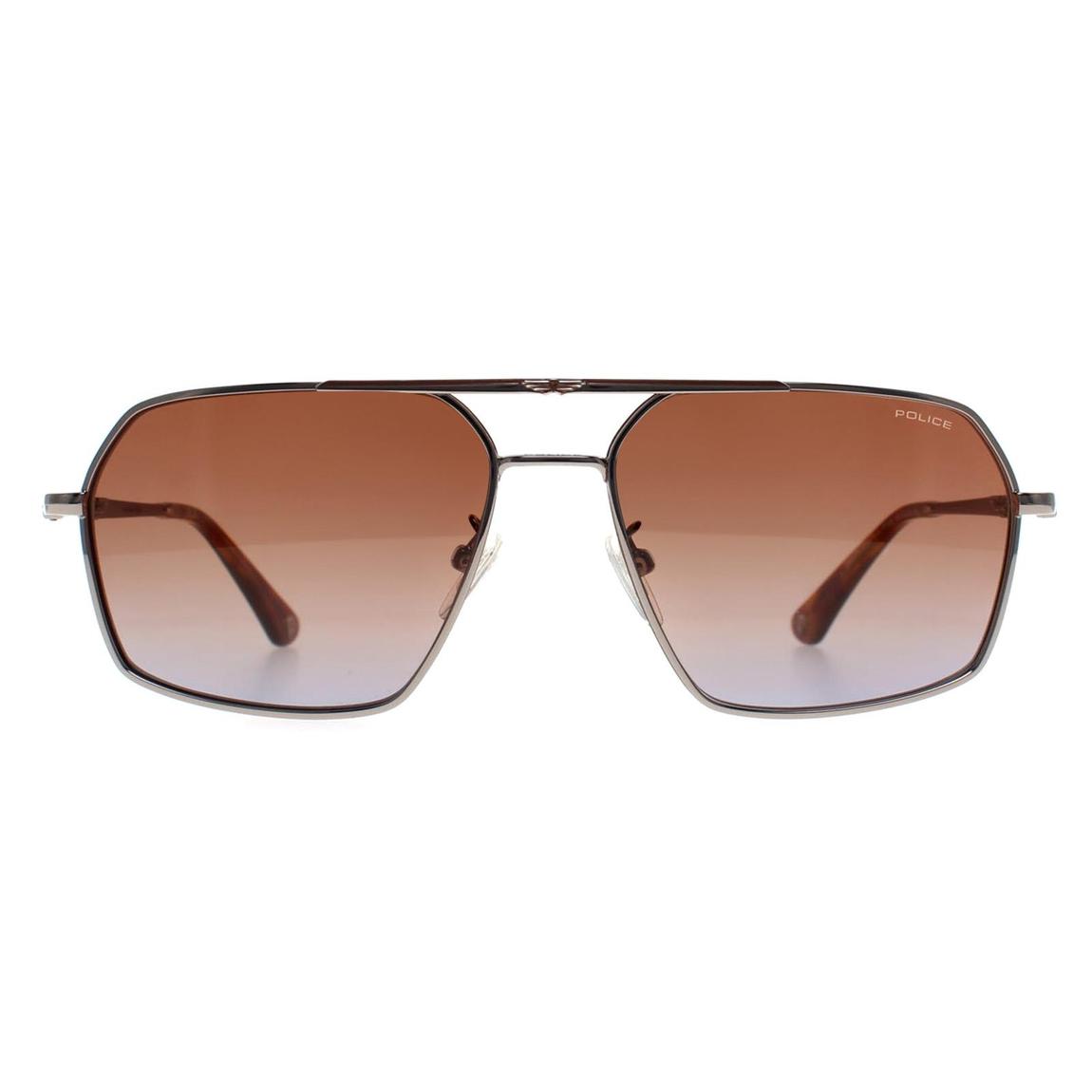 Police Sunglasses SPLL86M Origins Classic 2 0SC2 Shiny Ruthenium Brown Gradient Blue main product photo