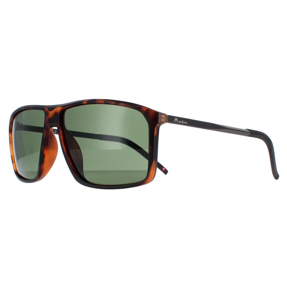 Montana Sunglasses MP9A Matte Tortoise G15 Green Polarized main product photo