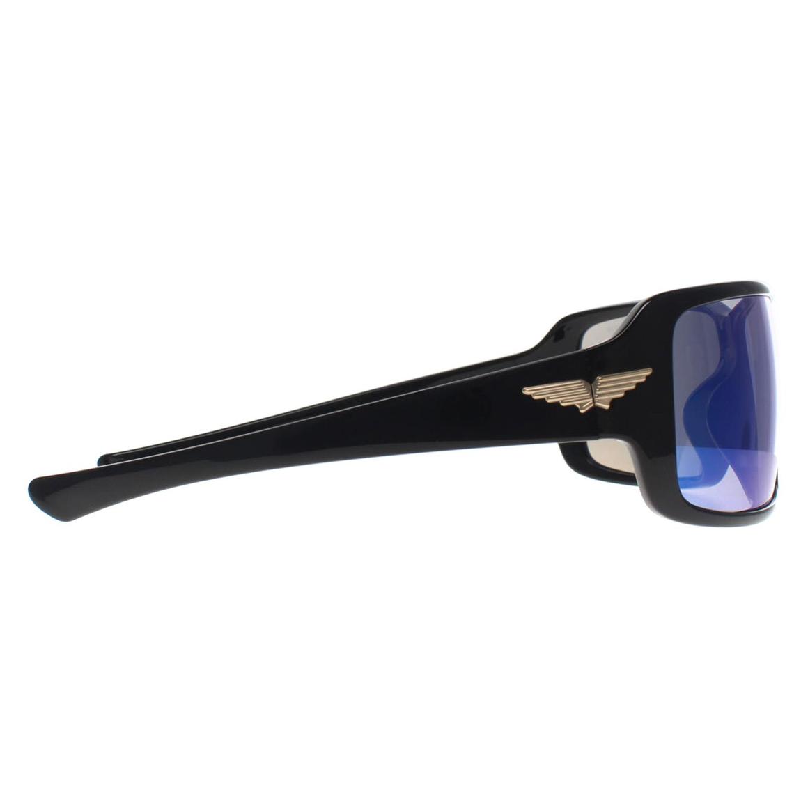 Police Sunglasses SPLN37M Tailwind 5 0Z42 Shiny Black Smoke Mirror Blue main product photo