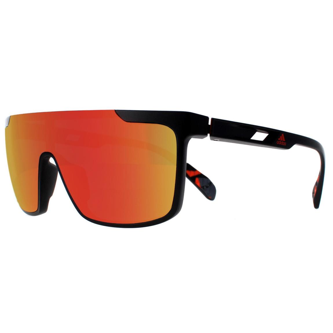Adidas Sunglasses SP0020 02G Matte Black Orange Camo Contrast Mirror Red main product photo