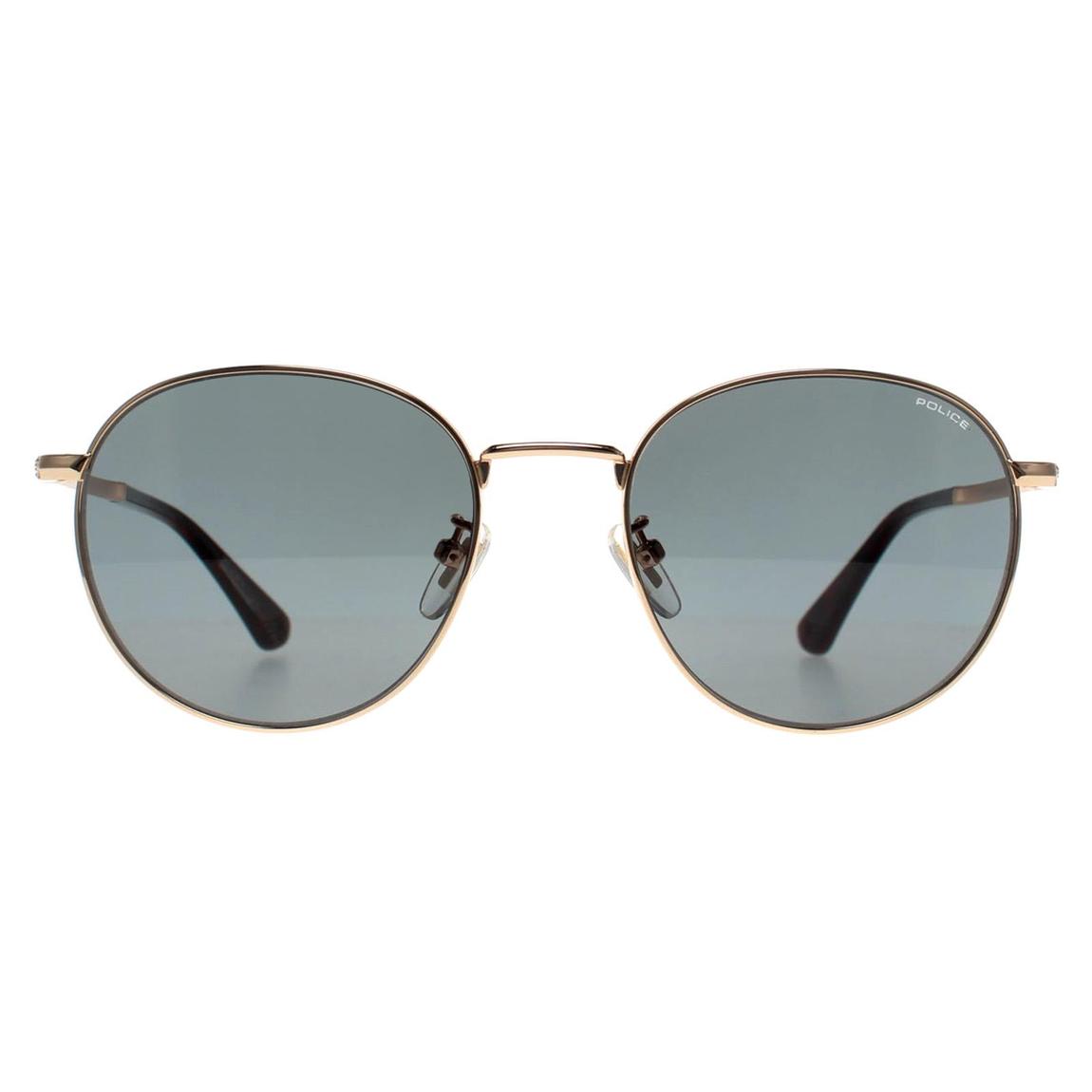 Police Sunglasses SPLD94 Roadie 4 349Y Shiny Rose Gold Sandblasted Grey Green main product photo