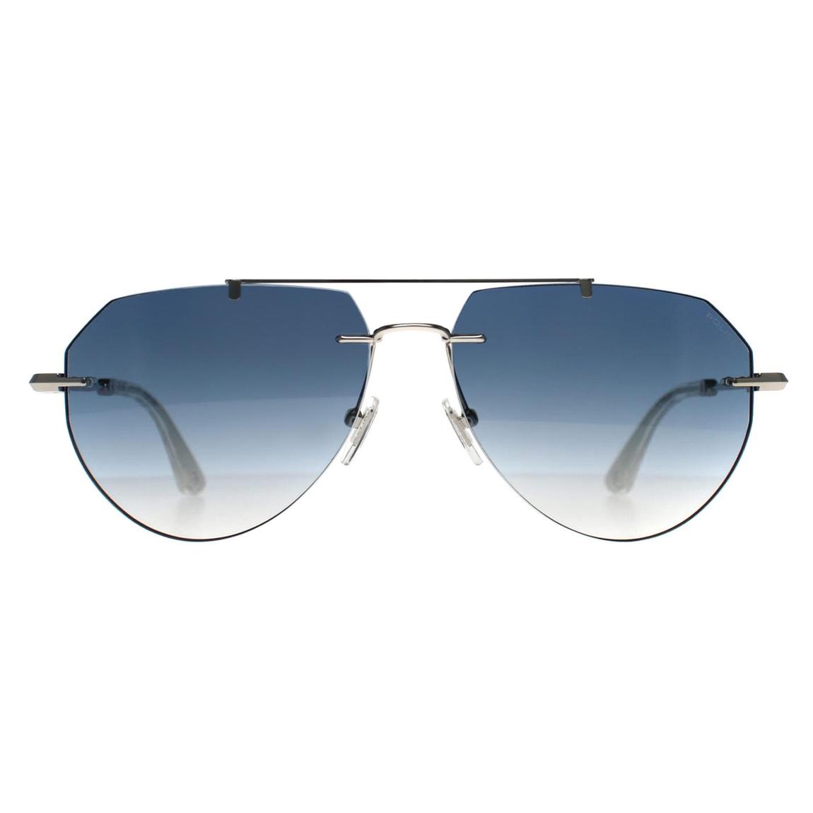 Police Sunglasses SPLN42M Horizon 11 0579 Shiny Palladium Blue Gradient main product photo