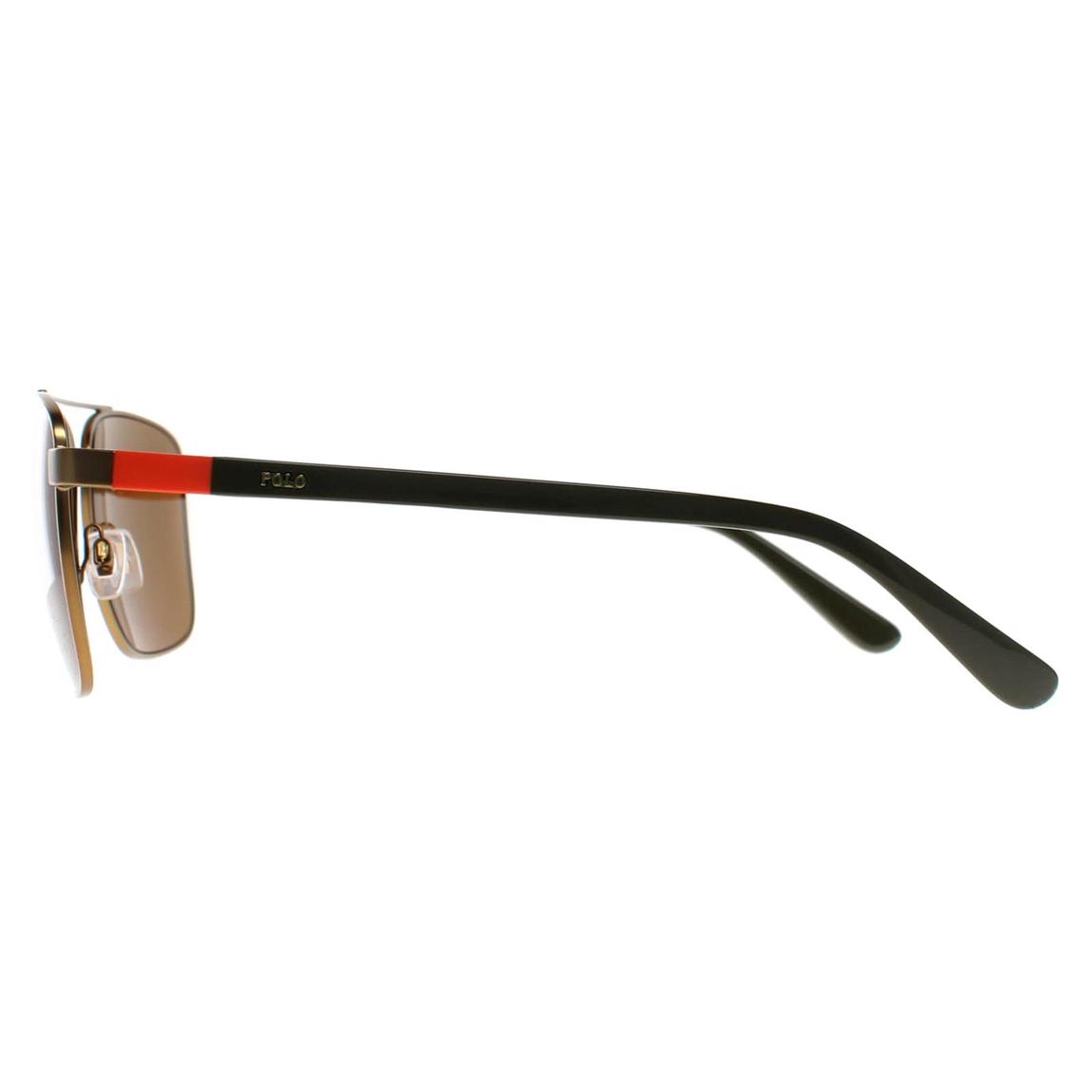 Polo Ralph Lauren Sunglasses PH3137 932473 Semi-Shiny Brass Olive Green main product photo