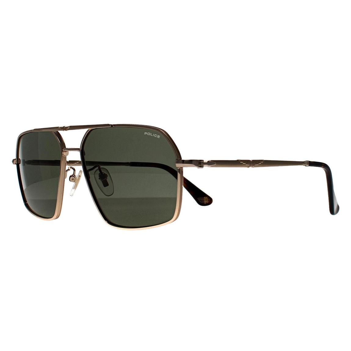 Police Sunglasses SPLL86 Origins Classic 2 0349 Shiny Rose Gold Green main product photo