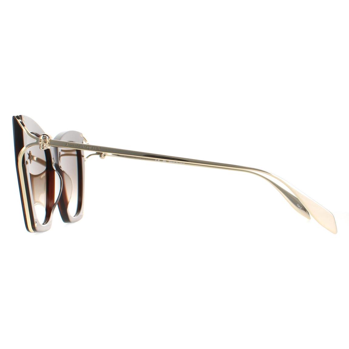 Alexander McQueen Sunglasses AM0375S 002 Brown Gold Brown Gradient main product photo