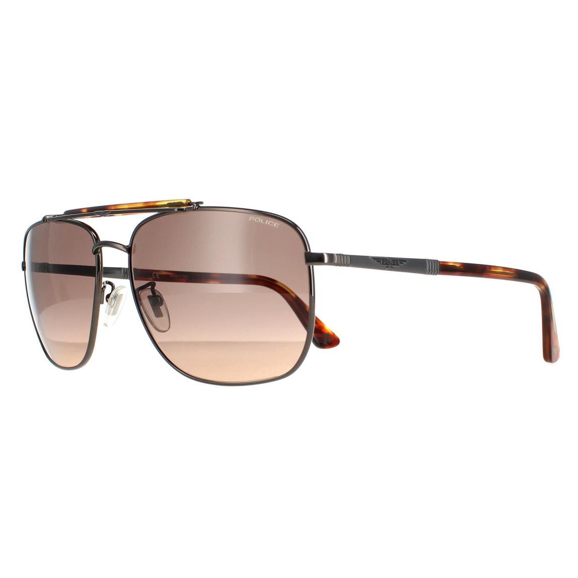 Police Sunglasses SPLD43 Origins 44 584K Shiny Gunmetal Matte Smoke Gradient Orange main product photo